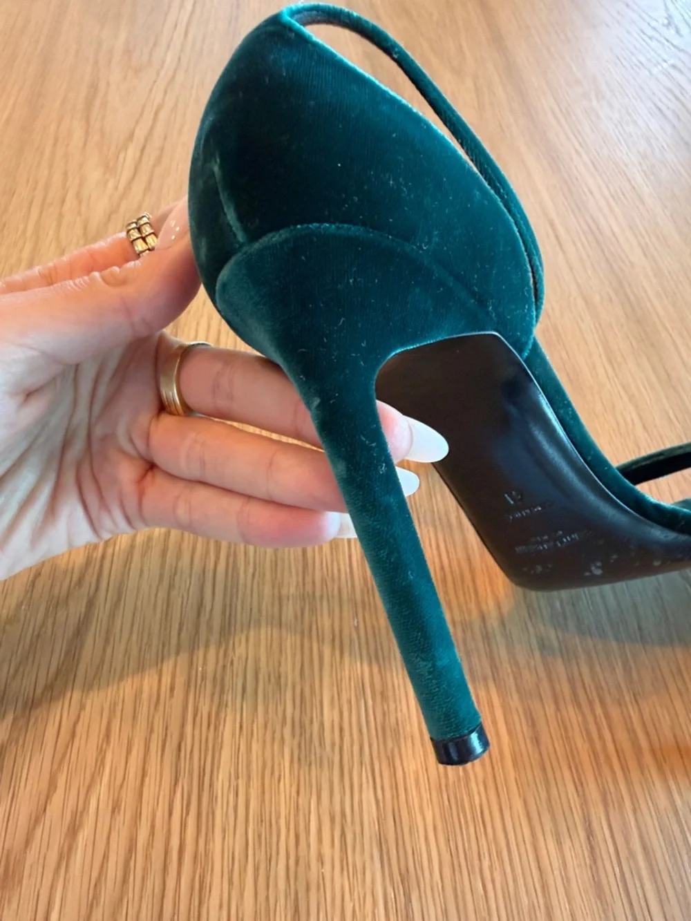 Saint Laurent Emerald Green Velvet Ankle-Strap Stiletto Sandals - Picture 4 of 10